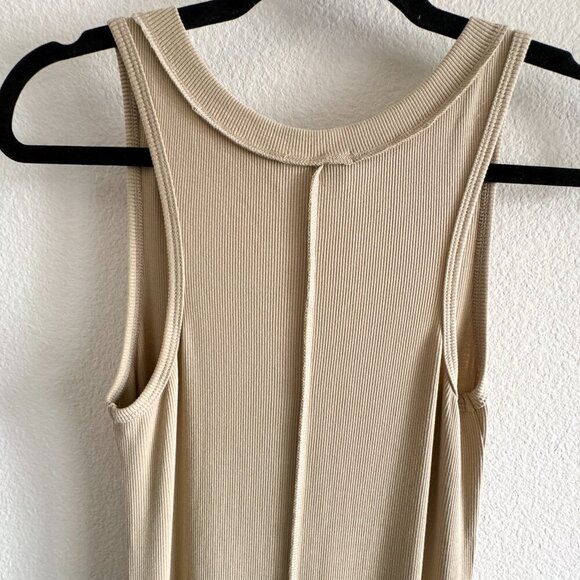 LNA Gaia Midi Ribbed Dress New in Pale Khaki Tan Size Small - Picture 11 of 12